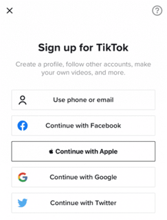Sign up for TikTok