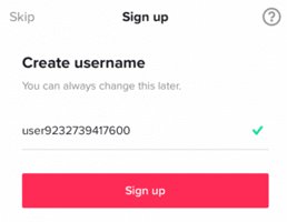 TikTok create username