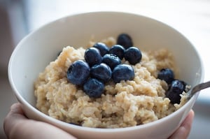 oatmeal and blueberries in a bowl