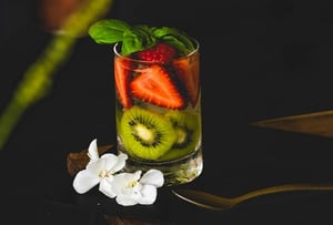 kiwi and strawberries in a glass