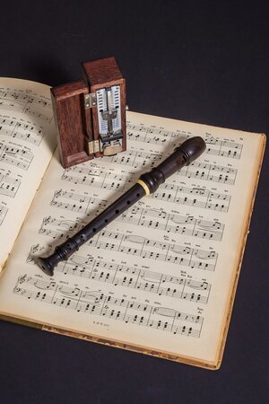 recorder and sheet music