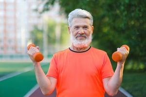 older man working out outside healthy exercise