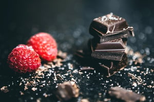 dark chocolate and raspberries