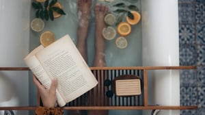 reading book in the bath